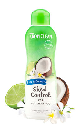 Picture of TropiClean Lime & Coconut Deshedding Dog Shampoo for Shedding Control | Natural Pet Shampoo Derived from Natural Ingredients | Cat Friendly | Made in the USA | 20 oz.