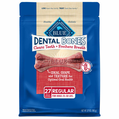 Picture of Blue Buffalo Dental Bones Regular Natural Dental Chew Dog Treats, (25-50 lbs) 27-oz Bag Value Pack