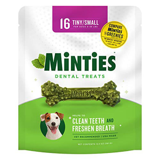 Picture of Minties VetIQ Dog Dental Bone Treats, Dental Chews for Tiny/Small Dogs (Under 40 lbs), 16 Count