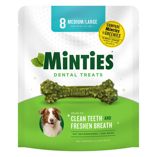 Picture of Minties VetIQ Dog Dental Bone Treats, Dental Chews for Medium/Large Dogs (Over 40 Lbs), 8 Count