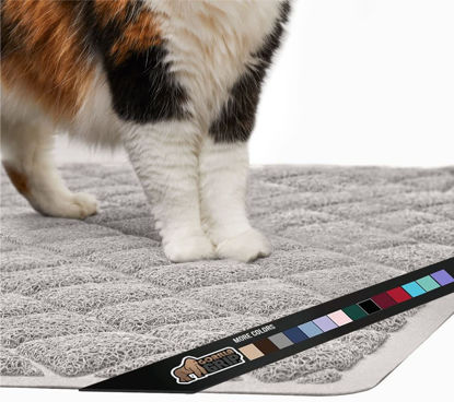 Picture of The Original Gorilla Grip 100% Waterproof Cat Litter Box Trapping Mat, Easy Clean, Textured Backing, Traps Mess for Cleaner Floors, Less Waste, Stays in Place for Cats, Soft on Paws, 24x17 Gray