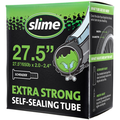 Picture of Slime 30088 Bike Inner Tube with Slime Puncture Sealant, Extra Strong, Self Sealing, Prevent and Repair, Schrader Valve, 27.5 (650b) x 2.0-2.4