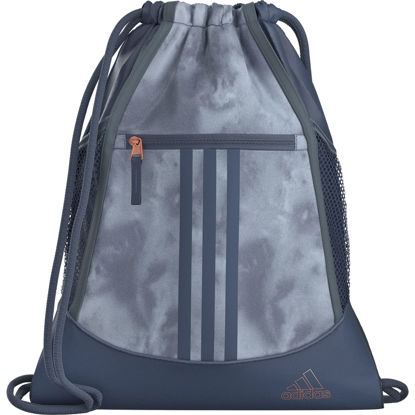 Picture of adidas Alliance 2 Sackpack, Blue Stone Wash/Preloved Ink/Rose Gold, One Size