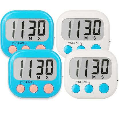 Picture of Classroom Timers for Teachers Kids Large Magnetic Digital Timer 4 Pack Blue White
