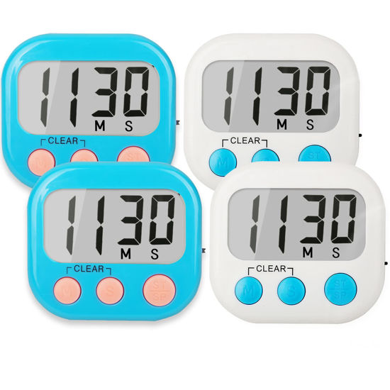 Picture of Classroom Timers for Teachers Kids Large Magnetic Digital Timer 4 Pack Blue White