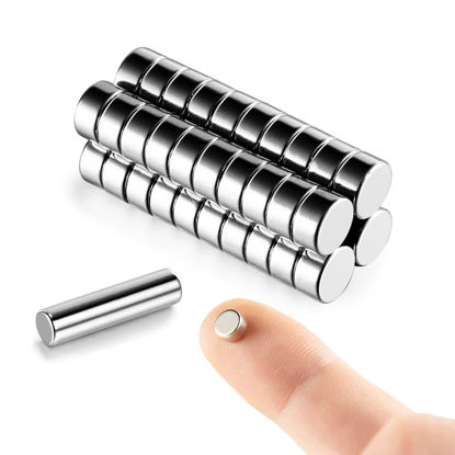 Picture of 40pcs 6*3mm Small Magnets for Crafts - MEALOS Mini Magnets Tiny Magnets - Little Button Magnets Micro Magnets - Round Fridge Magnets Also for Miniatures, Model Making, Crafts and 3D Printed Projects