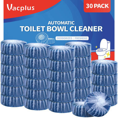 Picture of Vacplus Toilet Bowl Cleaners Tablets , Ultra-Clean Toilet Cleaners for Deodorizing& Descaling, Long-Lasting Blue Toilet Bowl Cleaner Tablets with Sustained-Release Technology Against Tough Stains (30 Count (Pack of 1))
