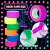 Picture of haline 6 Colors Neon Gaffer Cloth Tape, Fluorescent Rainbow Color UV Blacklight Glow in The Dark Tape for UV Party (1 inch x 16.5 feet)