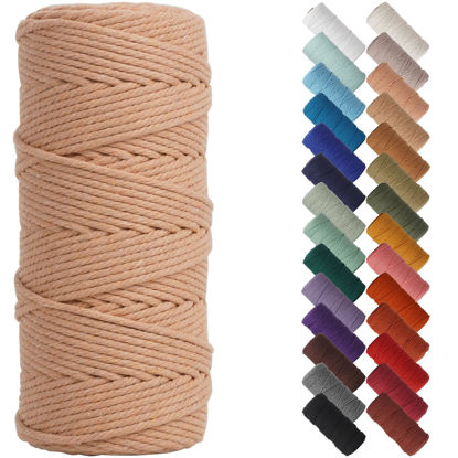 Picture of NOANTA Brick Red Macrame Cord 3mm x 109yards, Colored Macrame Rope, Cotton Rope Macrame Yarn, Colorful Cotton Craft Cord for Wall Hanging, Plant Hangers, Crafts, Knitting