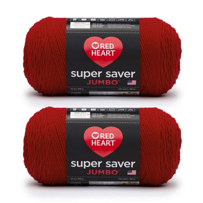 Picture of Red Heart Super Saver Jumbo Cherry Red Yarn - 2 Pack of 396g/14oz - Acrylic - 4 Medium (Worsted) - 744 Yards - Knitting/Crochet