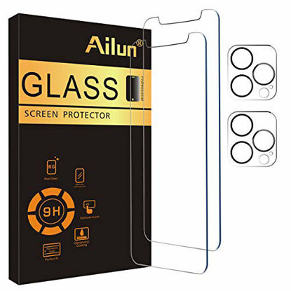 Picture of Ailun 2 Pack Screen Protector for iPhone 12 Pro Max[6.7 inch] + 2 Pack Camera Lens Protector, Case Friendly Tempered Glass Film,[9H Hardness] - HD [4 Pack]