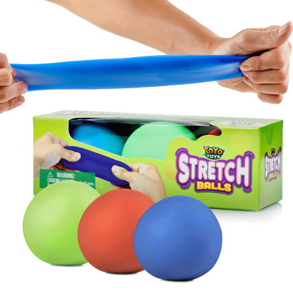 Picture of YoYa Toys Pull, Stretch and Squeeze Stress Balls - 3 Balls, Elastic Sensory Balls for Stress and Anxiety Relief, Autism and Special Needs Toys, Calming Fidgets for Kids and Adults, Ideal for Classroom