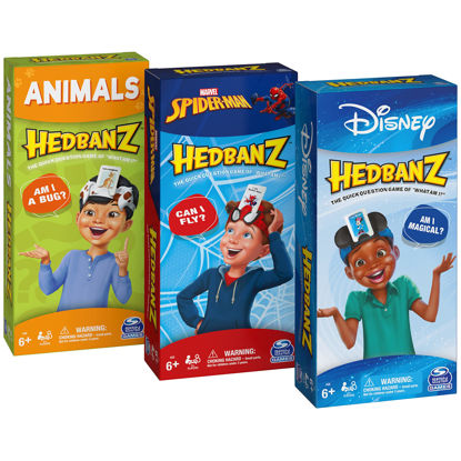 Picture of Hedbanz, Picture Guessing Board Game Bundle of Disney, Spiderman, Animals Family Game Night, for Adults & Kids Aged 6 and up