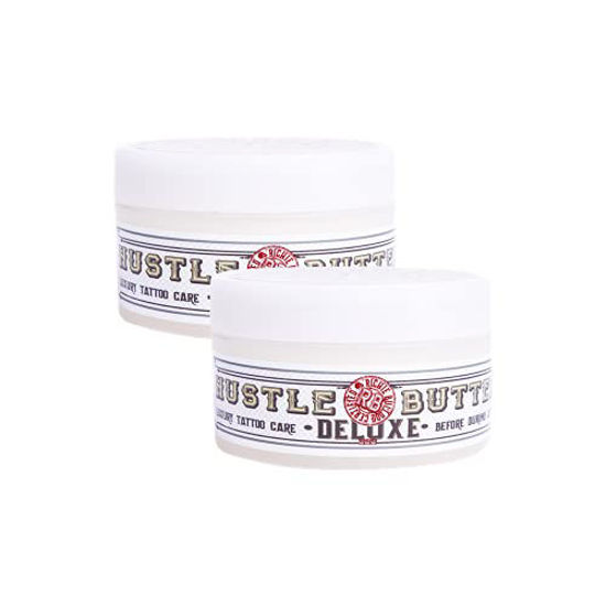 Picture of Hustle Butter Tattoo Aftercare 5 fl oz (2 pack) Tattoo Balm, For New & Older Tattoos - Safe While Healing - Vegan Tattoo Cream No-Petroleum