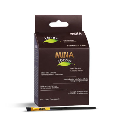 Picture of Mina ibrow Hair Color Dark Brown|Long Lasting Natural Spot coloring and Hair Tinting Powder with Brush, Water and Smudge Proof | No Ammonia, No Lead with 100% Gray Converge Upto 30 Application|Vegan and Cruelty free