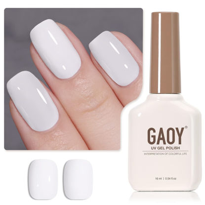 Picture of GAOY White Gel Nail Polish, 16ml Color 1002 Soak Off UV Light Cure Gel Polish for French Tips Nail Art DIY Manicure at Home
