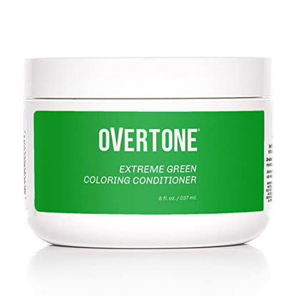 Picture of oVertone Haircare Color Depositing Conditioner - 8 oz Semi-permanent Hair Color Conditioner With Shea Butter & Coconut Oil - Extreme Silver Temporary Cruelty-Free Hair Color (Extreme Green)