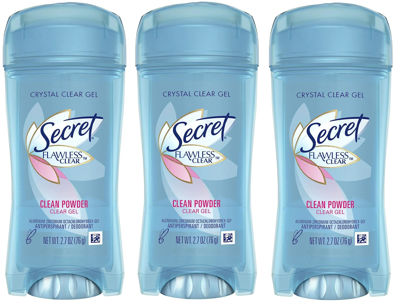 Picture of Secret Flawless Clear Gel Antiperspirant and Deodorant for Women, Clean Powder, 2.7 oz (Pack of 3)