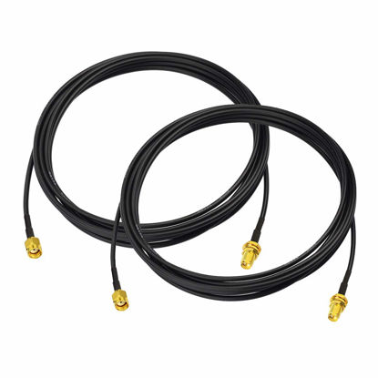 Picture of Bingfu WiFi Antenna Extension Cable 2-Pack RP-SMA Male to RP-SMA Female Bulkhead Mount RG174 Cable 3m 10 feet for WiFi Router Security IP Camera Wireless Network Card Adapter