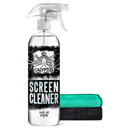 Picture of Calyptus Screen Cleaner Mobile Kit | 16 Ounces Spray + 2 Screen Cloths | Screen Spray Cleaners | Computer, Phone, Laptop, Monitor, MacBook, Tablet, TV, Glasses, and iPhone Cleaning | Made in USA