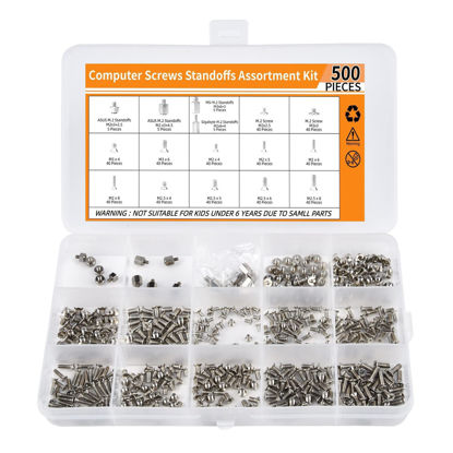 Picture of 500PCS M.2 SSD Screw Kit, M.2 Standoff and Screw Kit for Asus Gigabyte MSI ASRock Motherboards, M.2 M2.5 M3 SSD Mounting Screws for Asus HP Dell Lenovo MSI Laptop Notebook DIY PC Computer