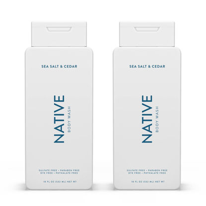 Picture of Native Body Wash Natural Body Wash for Women, Men | Sulfate Free, Paraben Free, Dye Free, with Naturally Derived Clean Ingredients Leaving Skin Soft and Hydrating, Sea Salt & Cedar 18 oz - 2 Pk