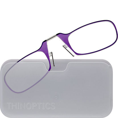 Picture of ThinOptics Universal Pod Rectangular Reading Glasses, Purple Frames/White Case, 2.5 x