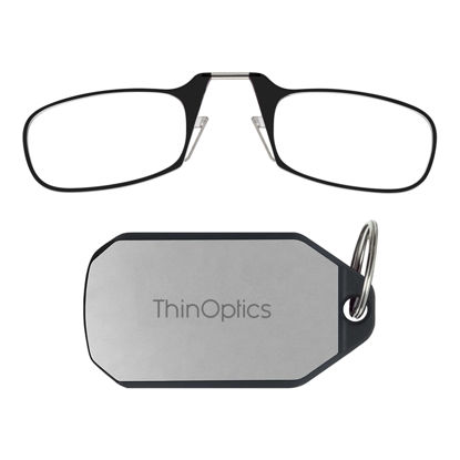 Picture of ThinOptics unisex adult Keychain Case + Reading Glasses, Black, 44 mm US
