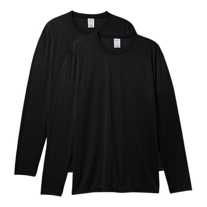 Picture of Hanes Men's Long Sleeve Cool Dri T-Shirt UPF 50+, XX-Large, 2 Pack ,Black