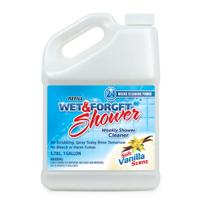 Picture of Wet & Forget Shower Cleaner Multi-Surface Weekly No Scrub, Bleach-Free Formula Vanilla Scent, 128 Fluid Ounces Refill