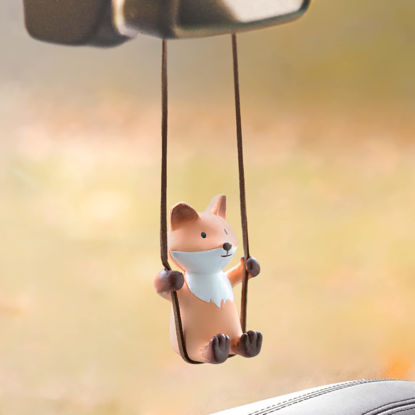 Picture of YGMONER Super Cute Swinging Fox Car Mirror Hanging Ornament Car Interior Accessories (Fox)