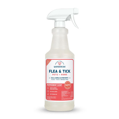 Picture of Wondercide - Flea, Tick & Mosquito Spray for Dogs, Cats, and Home - Flea and Tick Killer, Control, Prevention, Treatment - with Natural Essential Oils - Pet and Family Safe - Peppermint 32 oz