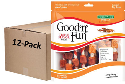 Picture of Good'N'Fun Triple Flavored Rawhide Kabobs for Dogs