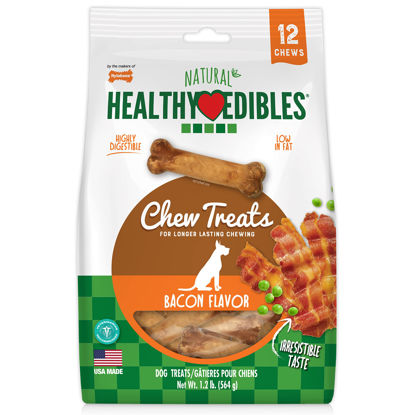 Picture of Nylabone Healthy Edibles All-Natural Long Lasting Bacon Flavor Chew Treats 12 count Bacon Small/Regular