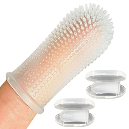 Picture of Jasper 360º Dog Toothbrush, Cat Toothbrush, Dog Tooth Brushing Kit, Dog Teeth Cleaning Kit, Dog Dental Care, for Use with Dog Toothpaste and Cat Toothpaste, 2-Pack Clear