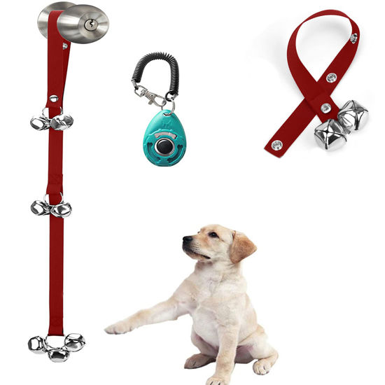 Picture of [Upgraded] Puppy Bells Dog Doorbells for Door Knob/Potty Training/Go Outside-Dog Bells for Puppies Dogs Doggy Doggie Pooch Pup Pet Hound Mutt Cat for Dog Lovers + Dog Training Clicker with Wrist Strap