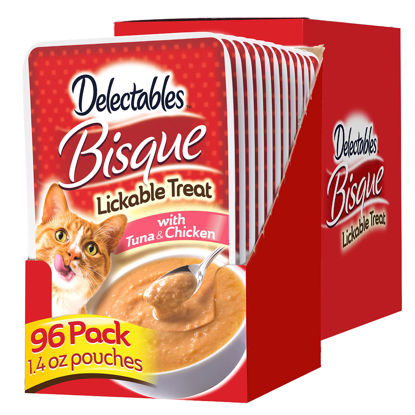 Picture of Hartz Delectables Bisque Lickable Wet Cat Treats for Adult & Senior Cats, Tuna & Chicken, 12 Count(Pack of 8)