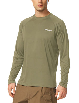 Picture of BALEAF Men's Long Sleeve Swim Shirts Rash Guard UV Sun Protection SPF T-Shirts UPF 50+ Quick Dry Swimming Fishing Slate Green Size XL