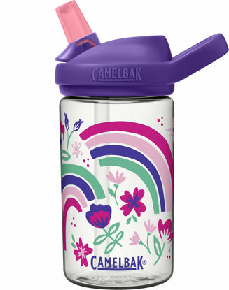Picture of CamelBak eddy+ 14oz Kids Water Bottle with Tritan Renew - Straw Top, Leak-Proof When Closed, Rainbow Floral