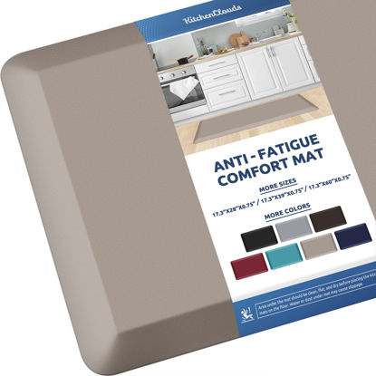 Picture of KitchenClouds Kitchen Mat Cushioned Anti Fatigue Kitchen Rug 0.75inch Waterproof Non Slip Kitchen Rugs and Mats Standing Desk Mat Comfort Floor Mats for Kitchen Sink Office (17.3"x39",Khaki)