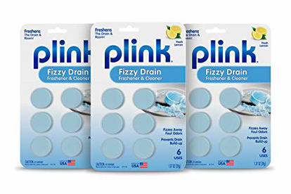 Picture of Plink Fizzy Drain Freshner, Prevents Buildup and Maintains a Clear Drain, Removes Drain Odor, Lemon Scent, Fresh Lemon, 6 Count (Pack of 3)