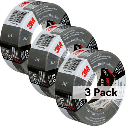 Picture of 3M TALC Duct Tape DT8, 3 Pack, Industrial Strength, Multi-Use, Black, 1.88" x 60 yd, Professional Grade Adhesive