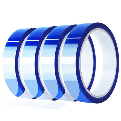 Picture of MEBMIK 4 Rolls 20mm x33m(108ft) Blue Heat Tape High Temperature Heat Resistant Tape Heat Transfer Tape for Heat Sublimation Press Vinyl,No Residue