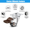 Picture of Nefish 4 Pack 1" Small Caster Wheels for Furniture Low Profile Soft Rubber Casters Swivel Plate Castors Rolling Smooth, Load Capacity 100 Lbs for Set of 4 (2 with Brake and 2 Without)