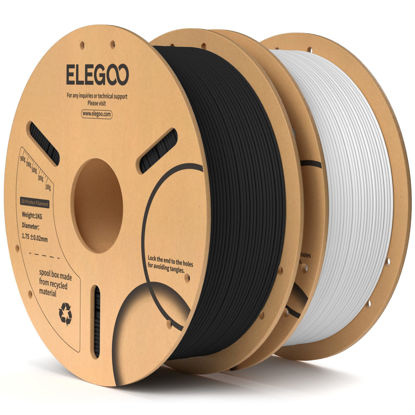 Picture of ELEGOO PLA Filament 1.75mm Black & White 2KG, 3D Printer Filament Dimensional Accuracy +/- 0.02mm, 2 Pack 1kg Cardboard Spool(2.2lbs) 3D Printing Filament Fits for Most FDM 3D Printers