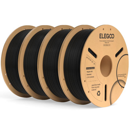 Picture of ELEGOO PLA+ Filament 1.75mm Black 4KG, PLA Plus Tougher and Stronger 3D Printer Filament Pro Dimensional Accuracy +/- 0.02mm, 4 Pack 1kg Spool(2.2lbs) Fits for Most FDM 3D Printers