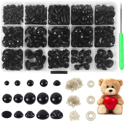 Picture of Yexixsr 566PCS Safety Eyes and Noses for Amigurumi, Stuffed Crochet Eyes with Washers, Craft Doll Eyes and Nose for Teddy Bear, Crochet Toy, Stuffed Doll and Plush Animal (Various Sizes)