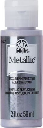 Picture of FolkArt Metallic Acrylic Craft Paint, Shimmering Steel 2 fl oz Premium Metallic Finish Paint, Perfect For Easy To Apply DIY Arts And Crafts, 36223