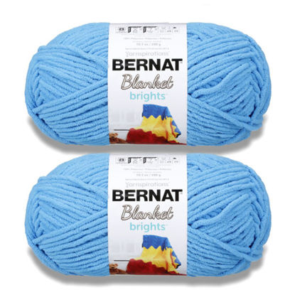 Picture of Bernat Blanket Brights Busy Blue Yarn - 2 Pack of 300g/10.5oz - Polyester - 6 Super Bulky - 220 Yards - Knitting/Crochet