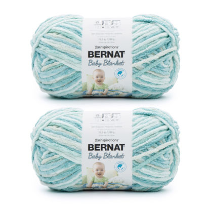Picture of Bernat Baby Blanket Blue Green Yarn - 2 Pack of 300g/10.5oz - Polyester - 6 Super Bulky - 220 Yards - Knitting/Crochet